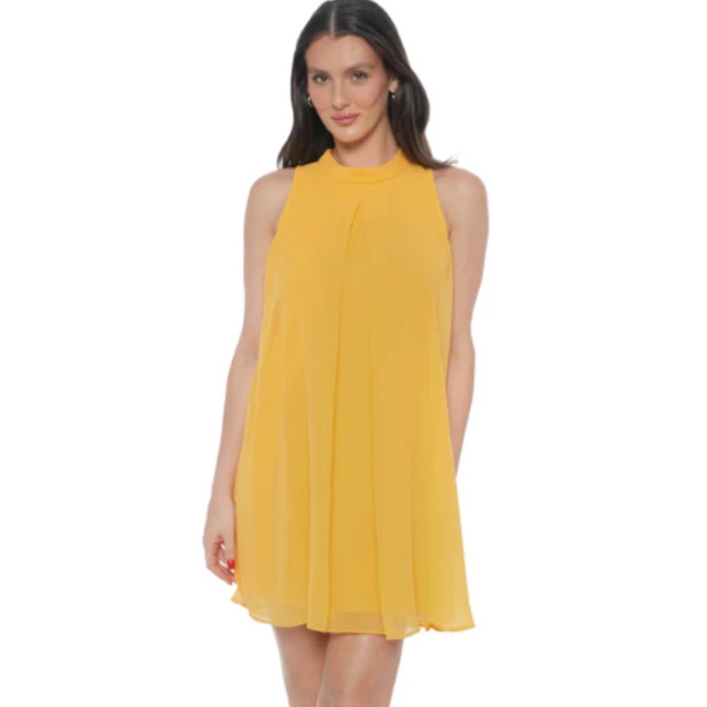 Tash + Sophie Mock Neck Tie-Back Sleeveless Chiffon Dress Women’s Size XL